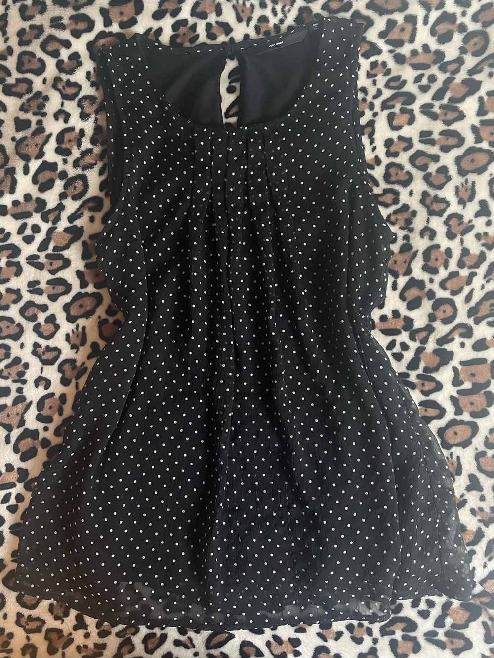 ♡ Black Polka Dot Sleeveless Blouse
